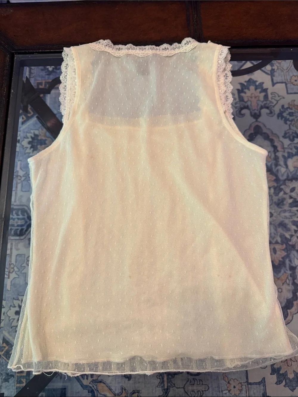 Coolwear Cream Lace-Trim Sheer Camisole Top - Picture 4 of 6